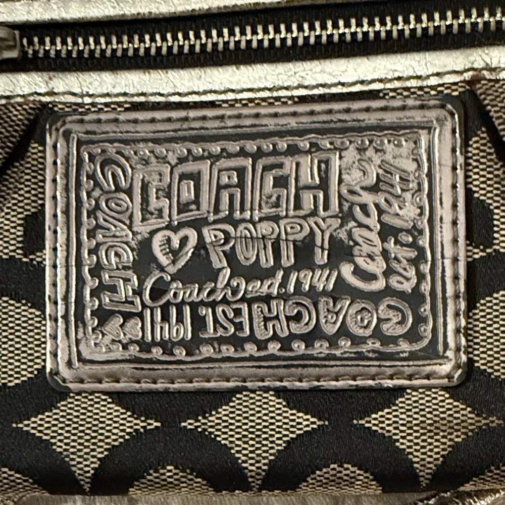 Coach Black and Silver Signature Wristlet Card Case